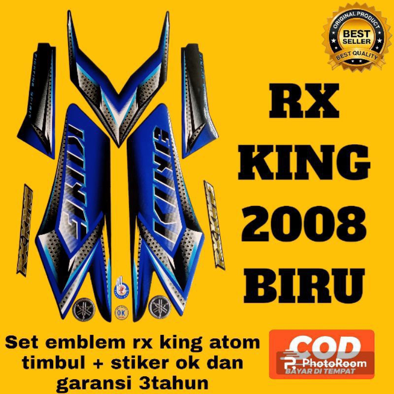 stiker striping motor Yamaha RX king 2008 biru set emblem standart ori Lis les Polet Poled Yamaha RX