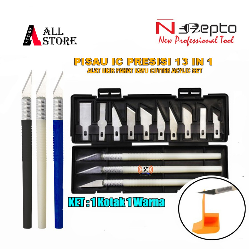 

NEPTO Pisau IC 13 Mata Gagang Plastik Pen Cutter Pisau Ukir Original