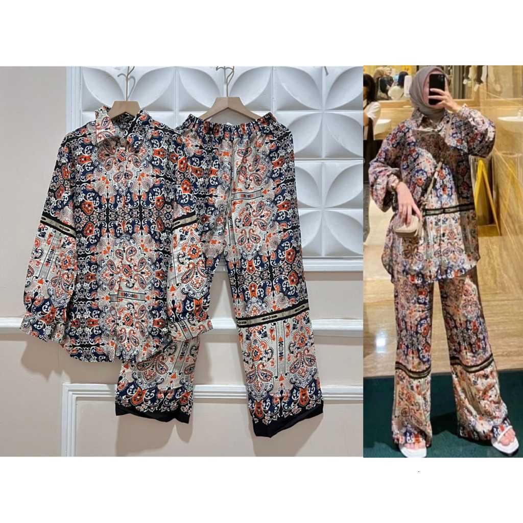 Setelan Celana Wanita Rayon Motif Sultan