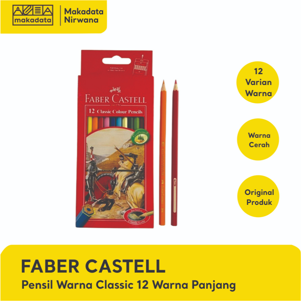 

FABER CASTELL PENSIL/PENCIL WARNA CLASSIC PANJANG 12 WARNA (1 PCS)