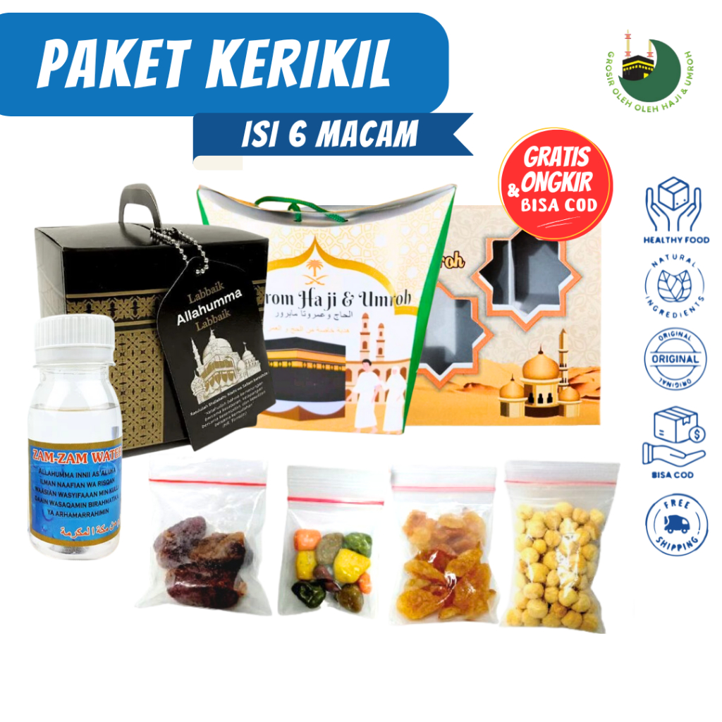 

Hampers Oleh Oleh Umroh dan Haji Dus Tali Kabah Kotak Air Zamzam Ori + Kurma Khalas + Coklat Kerikil