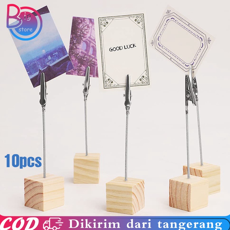 

KODE O14R 1pcs Price Tag Kayu Photo Card Holder Tatakan Holder Foto Nomor Meja Kayu