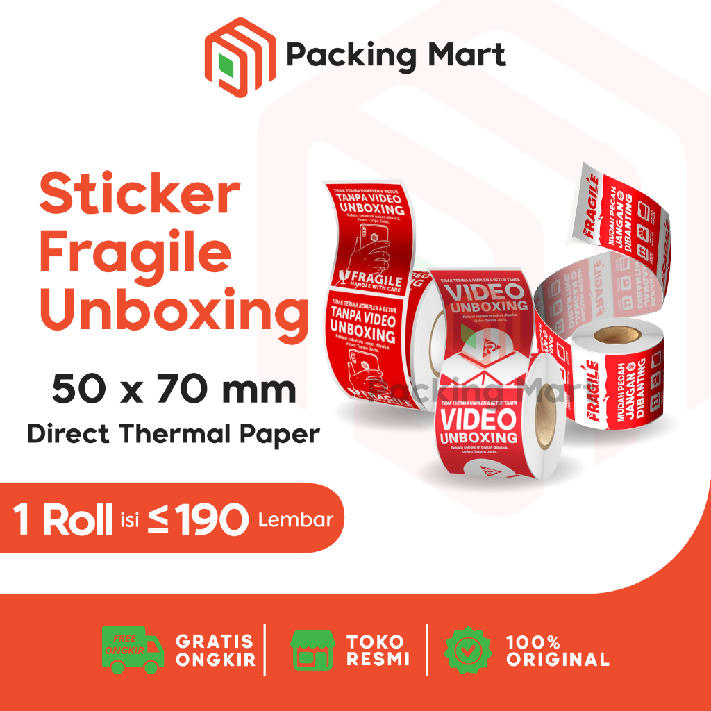 

Label Sticker Fragile Unboxing 5 X 7 CM