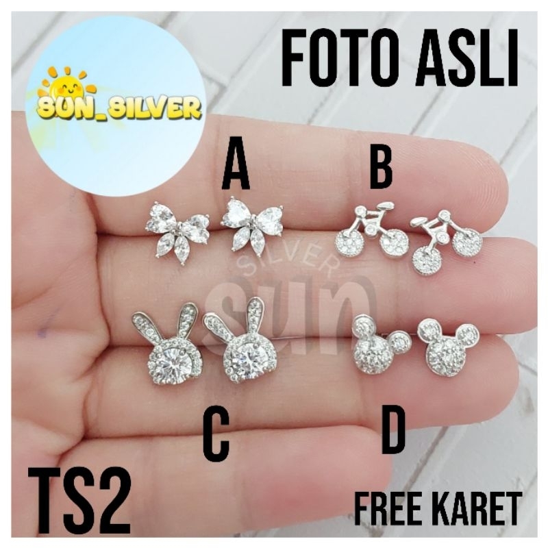 ANTING / GIWANG TUSUK PERAK 925 LAPIS MAS PUTIH TS2