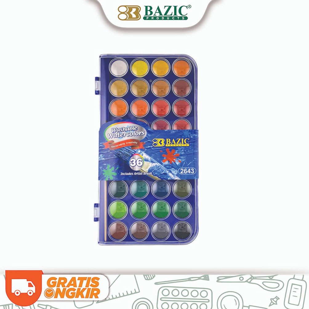 

KODE W12P Bazic Washable Waterlors and Brush Set 36 Colors Cat Air