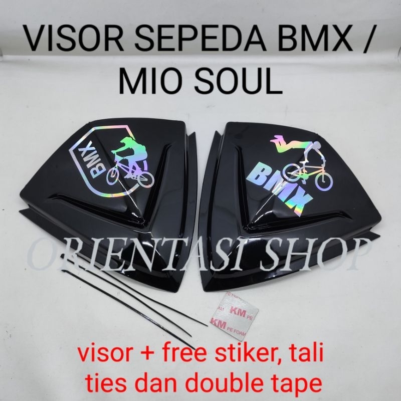 Visor sepeda BMX plus stiker BMX plus tali ties dan double tape pemasangan cocok untuk sepeda BMX da