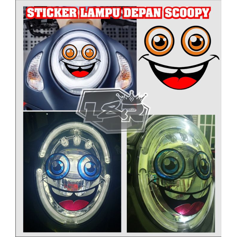 stiker cutting sticker variasi lampu depan lucu semua motor scoopy