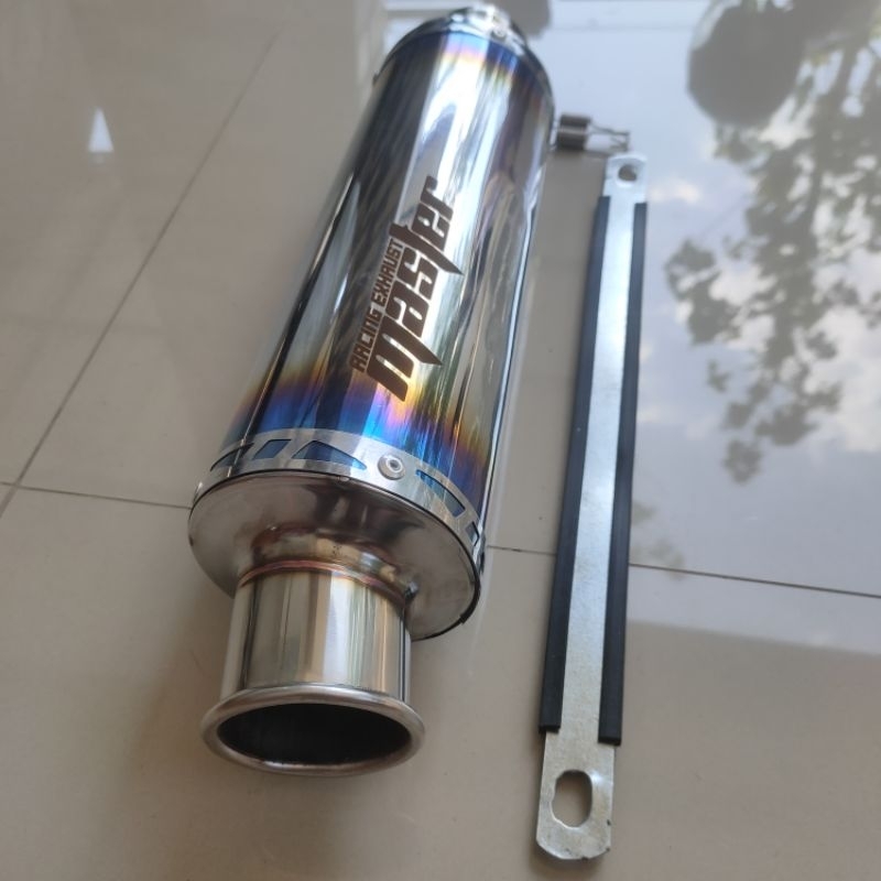 Ada KNALPOT RACING MASTER JP NEW TITANIUM HALF BLUE SILINCER SAJA. KNALPOT RACING MASTER JP NEW