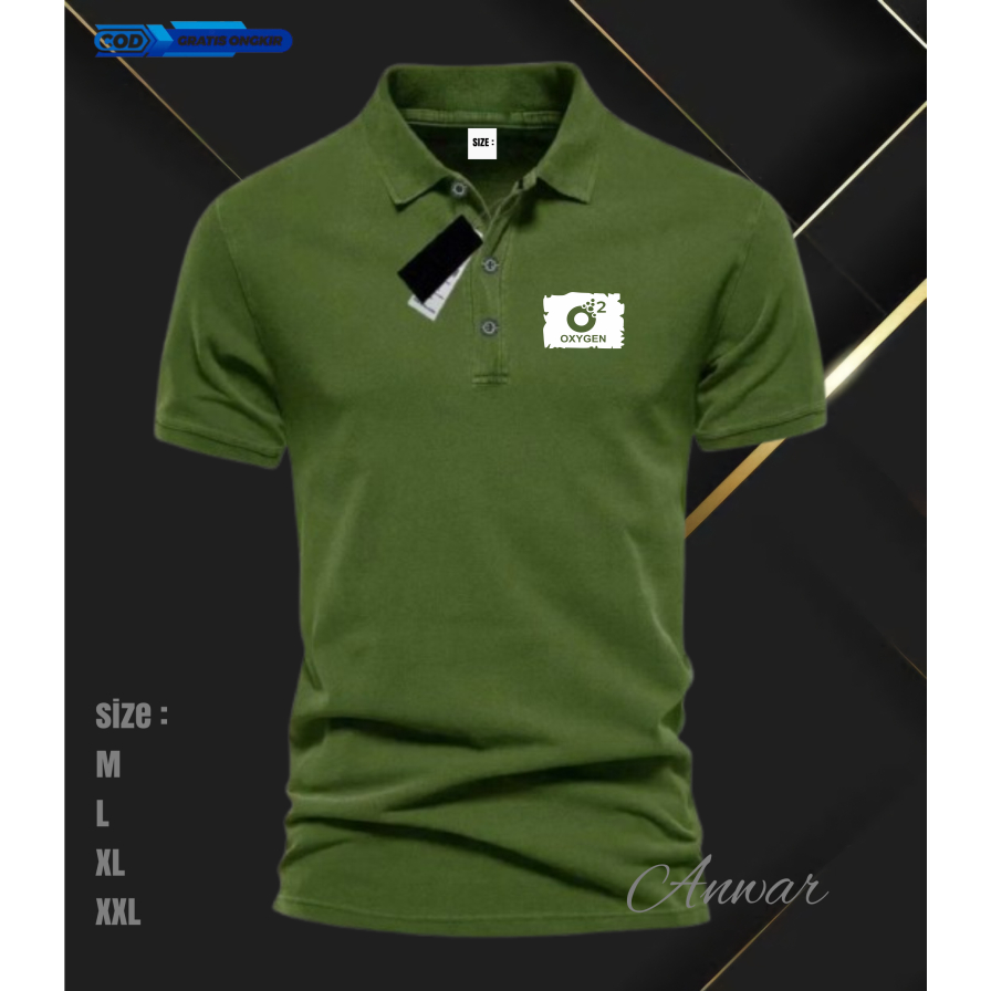 Polo Oxigen 02 Pakaian Lelaki Atasan Pria Baju Wanita Bahan Tebal T-Shirt Moti Print Polos Premium