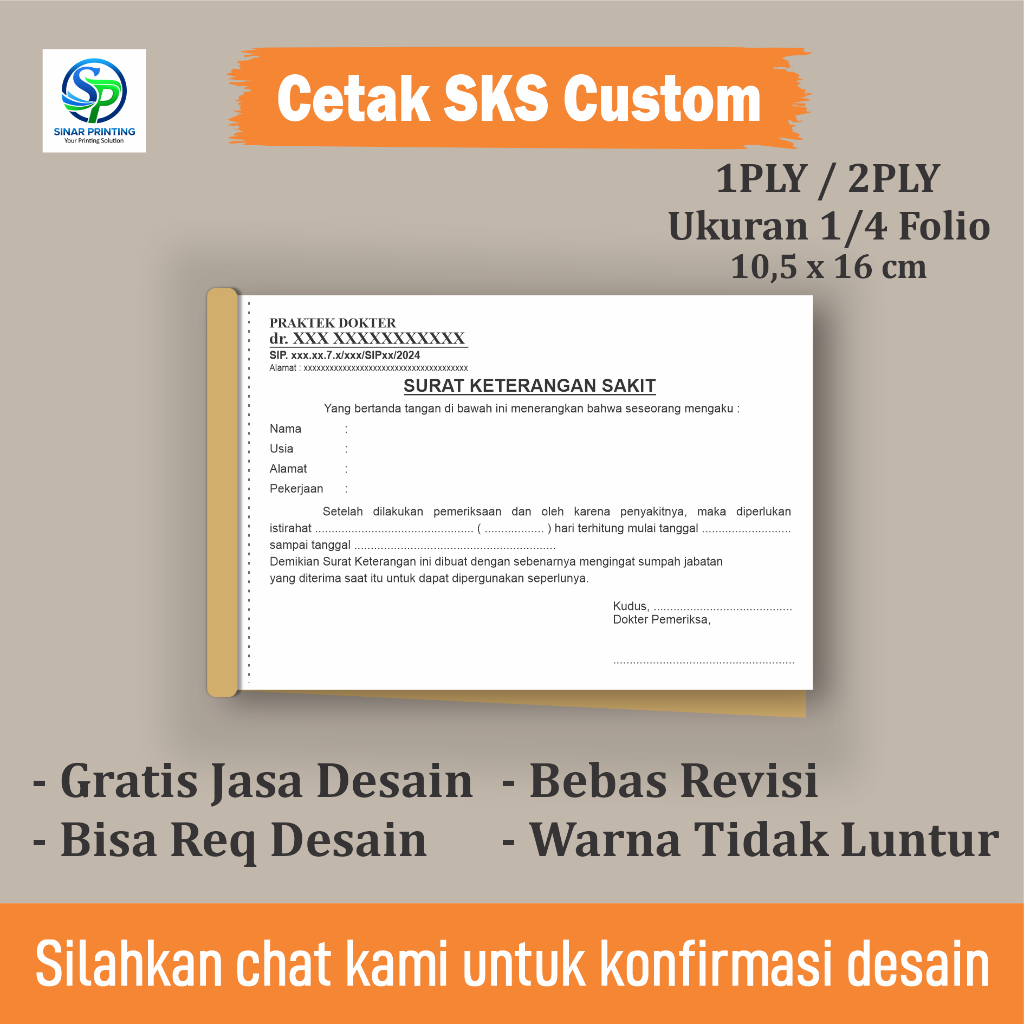 

Cetak SKS Custom ukuran 1/4 Folio