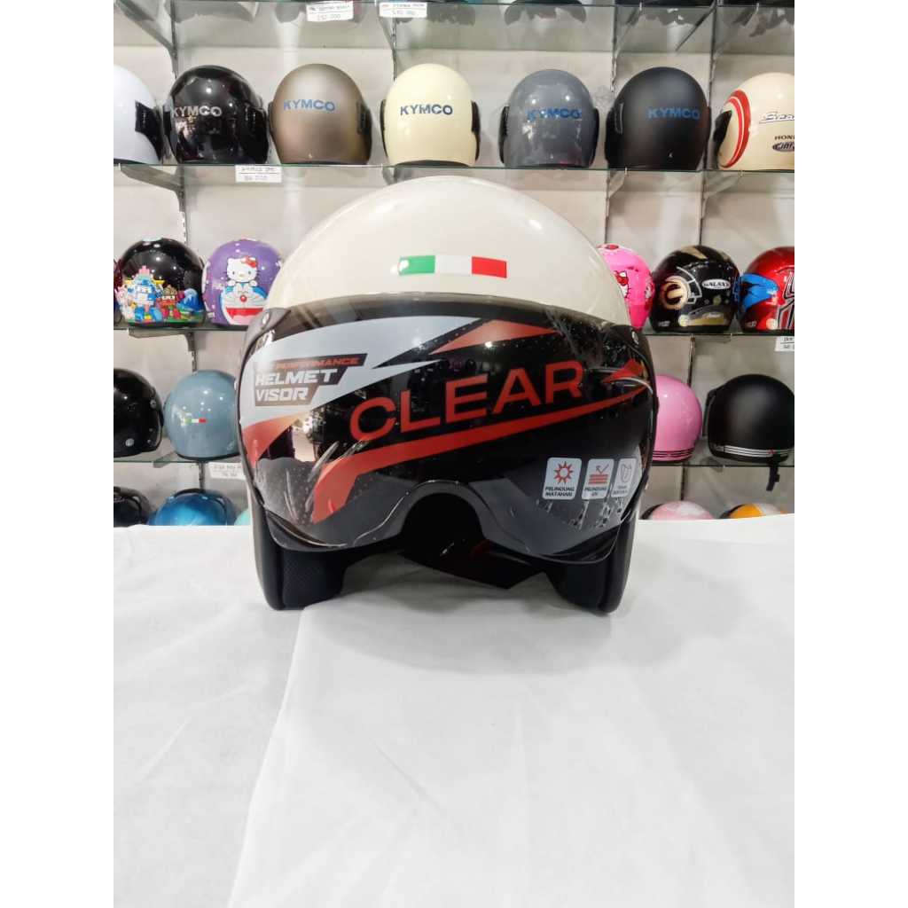 DAG Pilot Helm Dewasa Kaca Pilot Cream Glossy Standar Keamanan SNI COD Free Packing KardusBubbleWrap