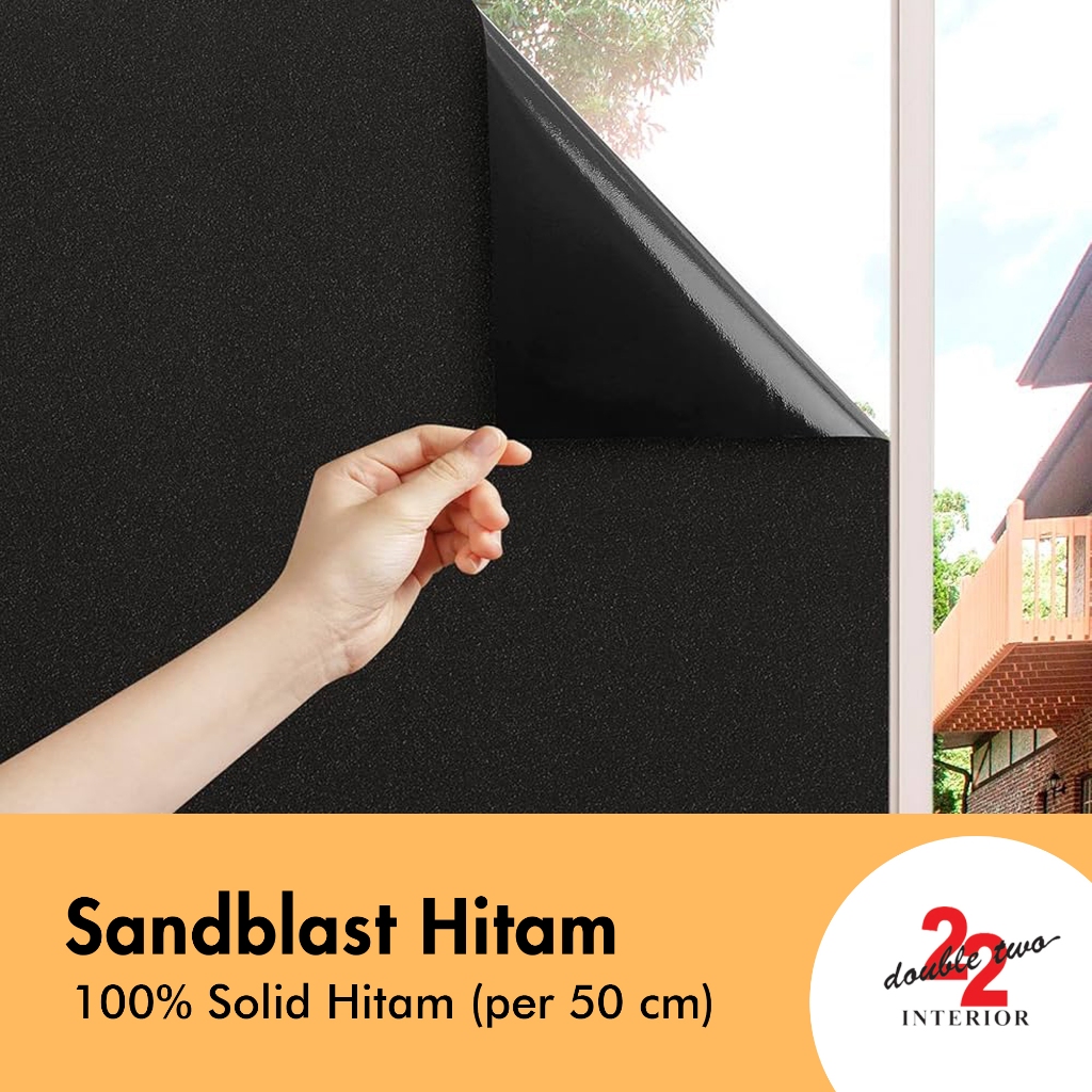 Sandblast HITAM Polos Solid 100% / Sunblast Kaca / Sticker Kaca Es (per 50 cm)