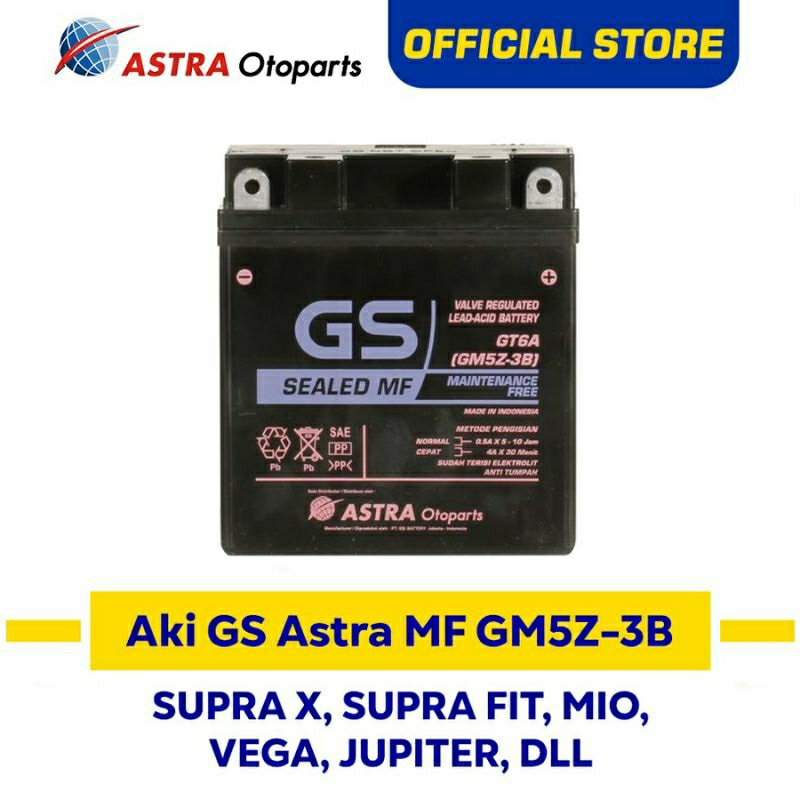 AKI GS ASTRA -  GM5Z-3B Aki Kering Motor Supra Lama / Vega ZR /Jupiter Z /Vega /Mio sporty dll