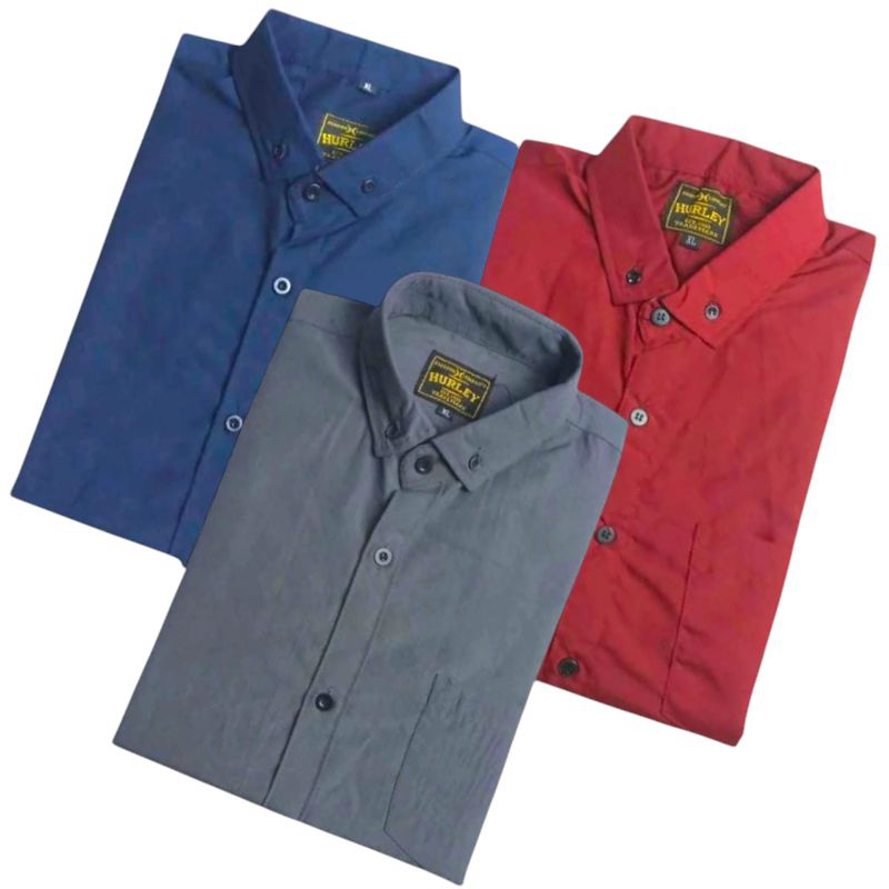 Baju Pria Kemeja Polos Lengan Pendek Hem Distro Katun