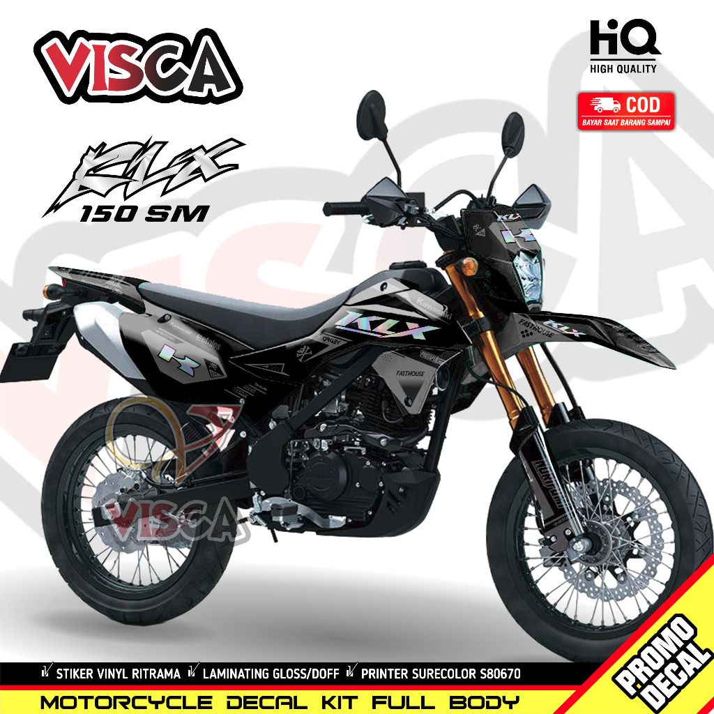 Decal Klx SM 150 Full Body Decal Supermoto Full Body Dekal KLX 150 Terbaru Decal KLX 150 SM BLACK HO