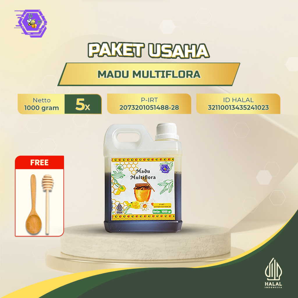 

MADU YP76 - PAKET USAHA MADU ASLI MURNI NEKTAR MULTIFLORA 1Kg Madu Hutan Sumatra SUPER PREMIUM GRADE A 100% Alami Pure Natural Raw Honey Minuman Herbal Premium Kesehatan Meningkatkan Daya Tahan Nutrisi Tubuh