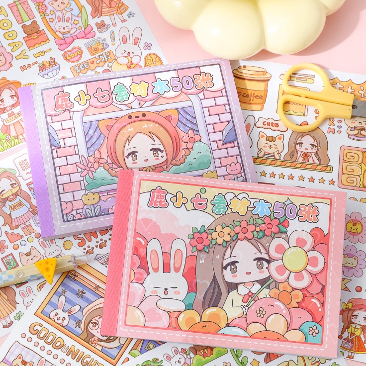 

Grosir Hari Ini 5 lembarset Buku stiker kawaii lucu anak perempuan Sticker untuk dekorasi buku catatan kertas jurnal diary scrapbook craft DIY Sticker book cute girl Karakter imut motif kartun