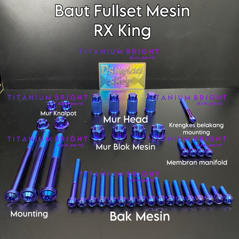 Baut Titanium Full mesin Rx King Original Titanium GR5