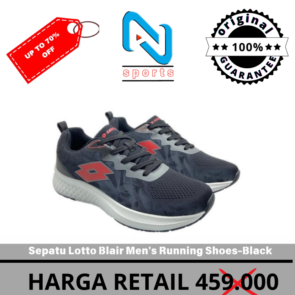 Sepatu Lotto Blair Men's Running Shoes-Black Original 100%