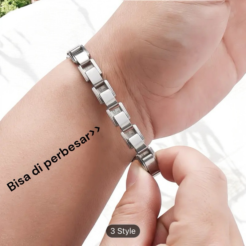 TERBARU gelang titanium polos silver ukuran all size
