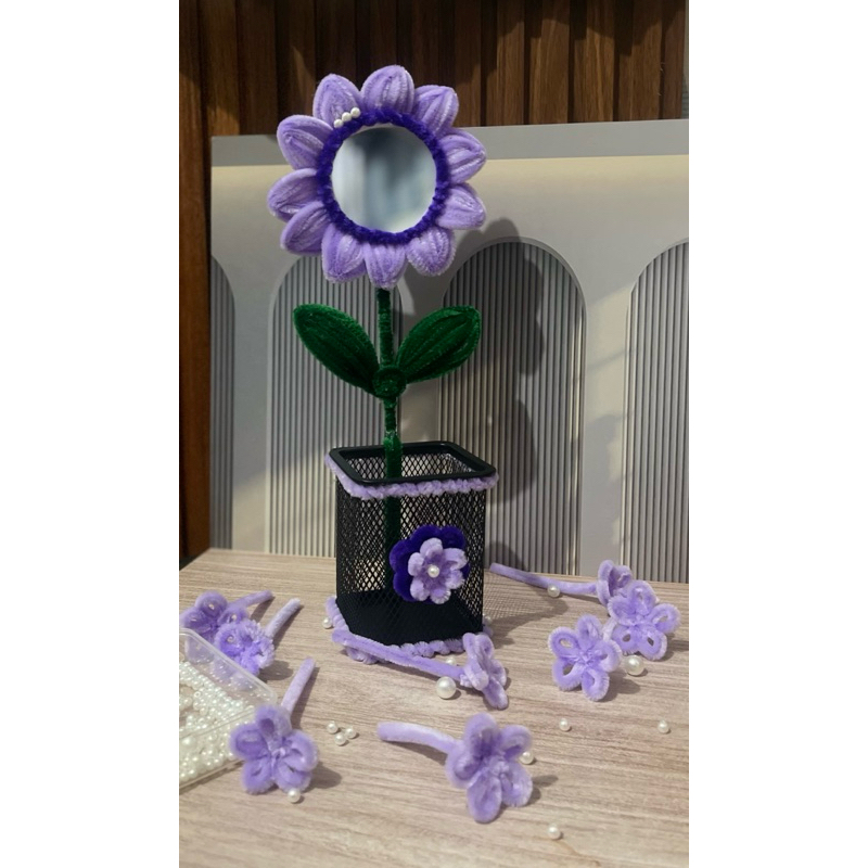 

TERMURAH tempat pesil | tempat make up | cermin kaca bulat kawat bulu bunga matahari