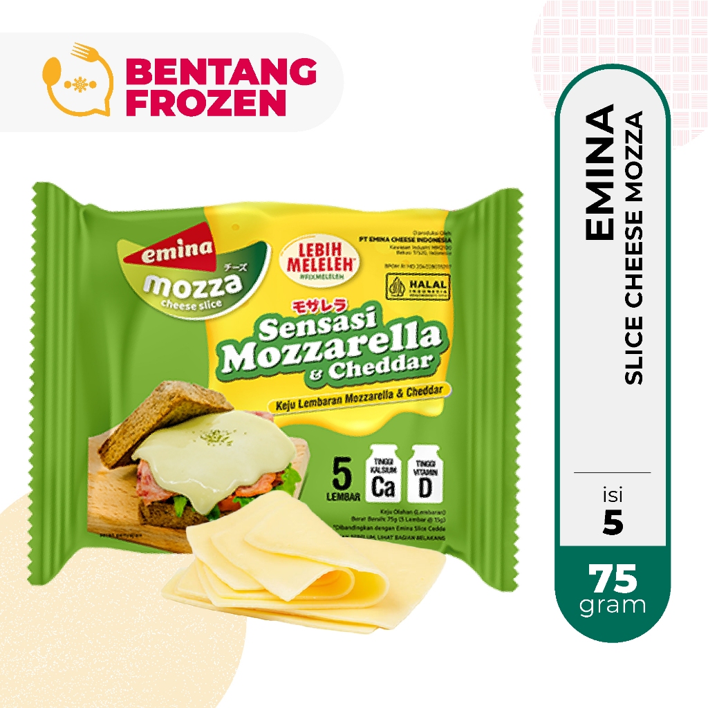 

Emina Slice Cheese Mozzarella 75gr Isi 5pcs / Keju Mozarella Slice