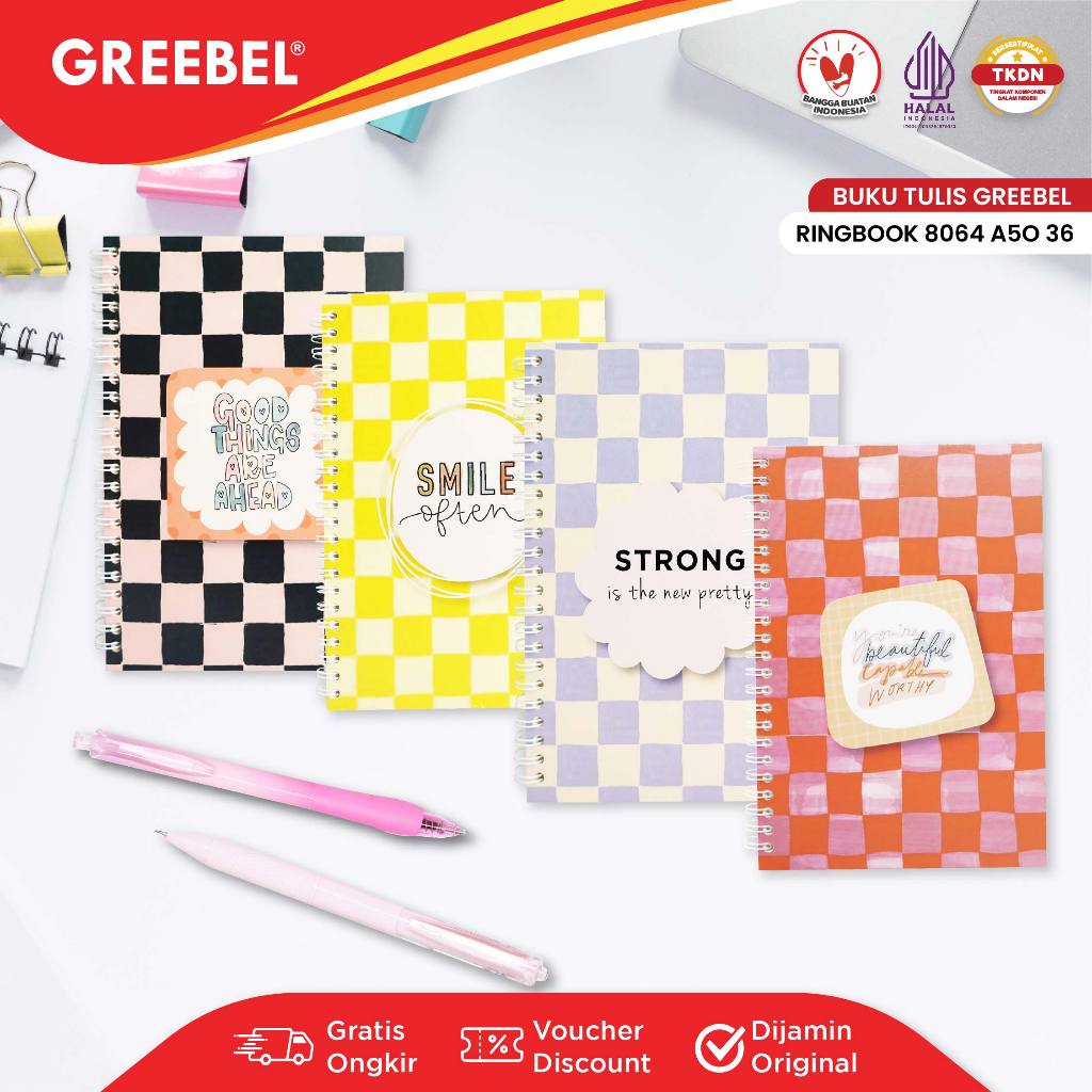 

GREEBEL Notebook Buku Tulis Ring (RING BOOK 8064 A5O 36) / Buku Tulis Catatan Notebook Buku Ring