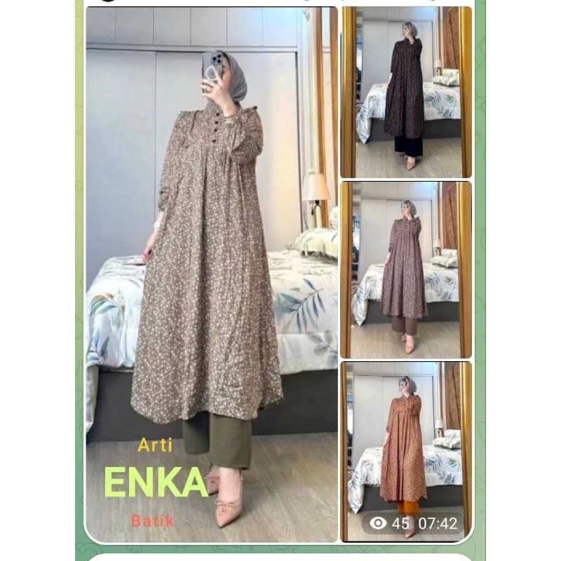 Batik Arti ENKA Batik Set Long Tunik Setelan Wanita Kekinian Baju Wanita Model Terbaru
