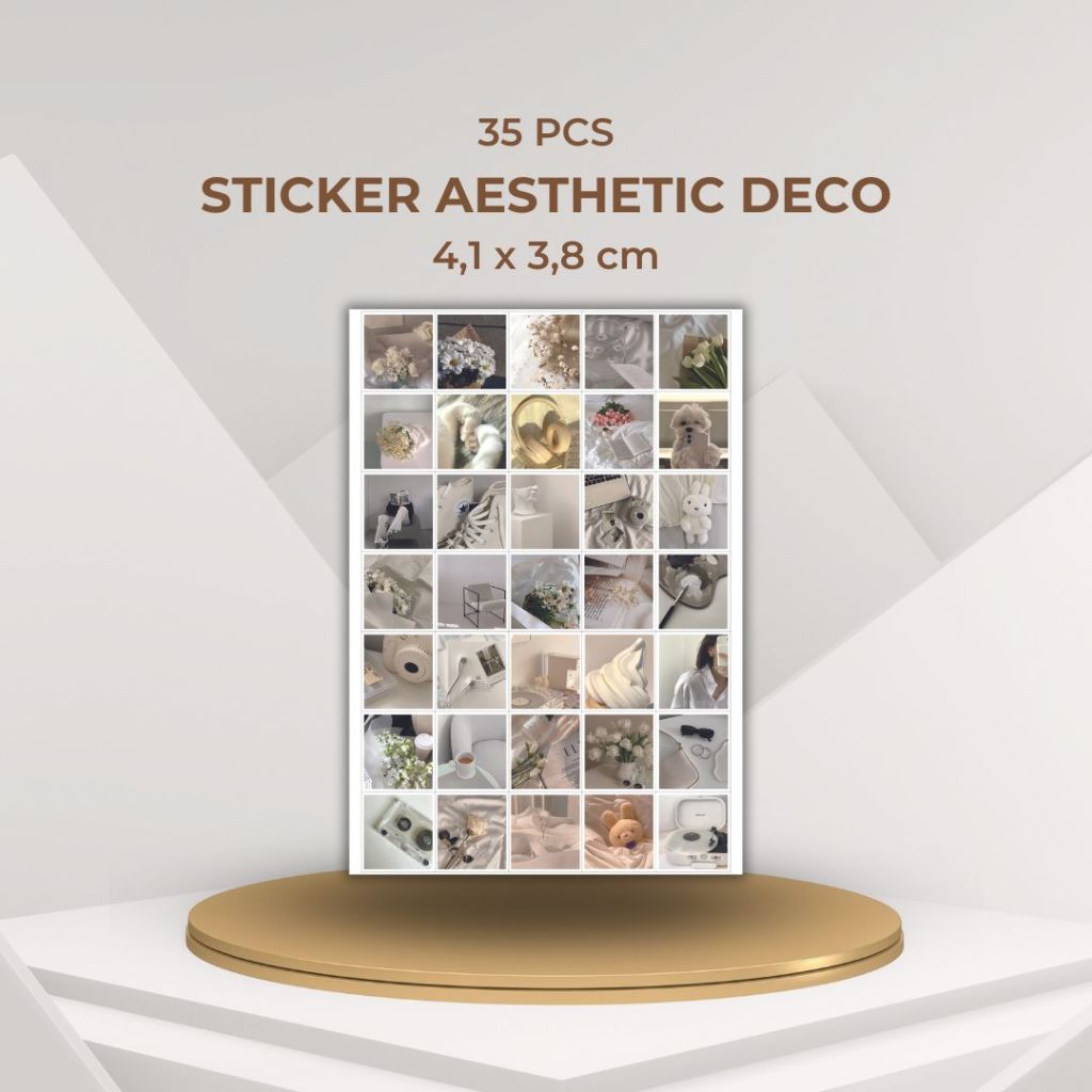 

35 pcs Sticker Aesthetic White Series Sticker Jurnal Scrapbook Glossy Paper Stiker Cutting Vintage Stiker