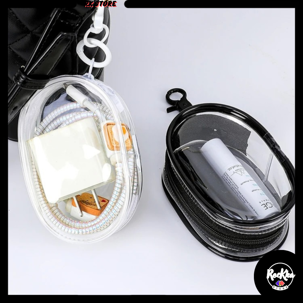 ROCKKA KOTAK PENYIMPANAN KABEL DATA TRANSPARAN / KOTAK PELINDUNG KABEL PORTABEL / PENYIMPANAN TAS HE