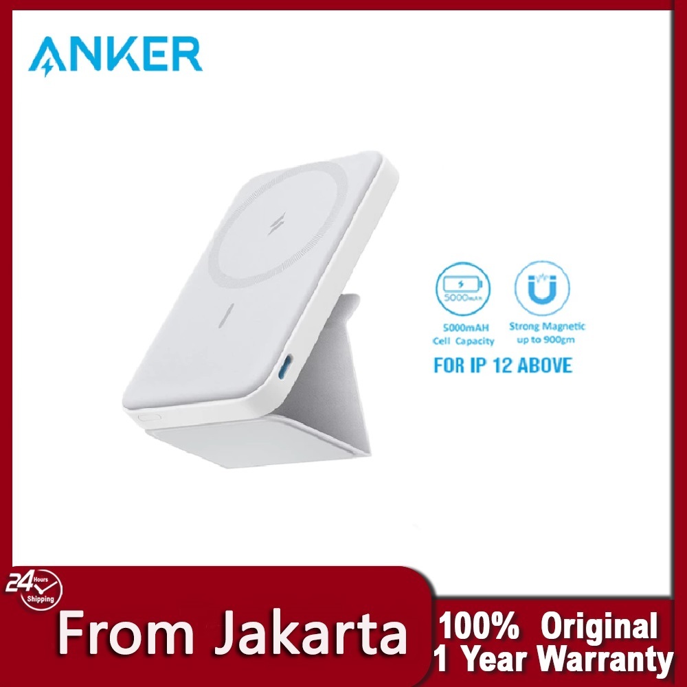 Anker A1614 Power Bank 5000mAh Magnetic Battery (MagGo) - Hitam/Biru/Ungu/Hijau/Putih