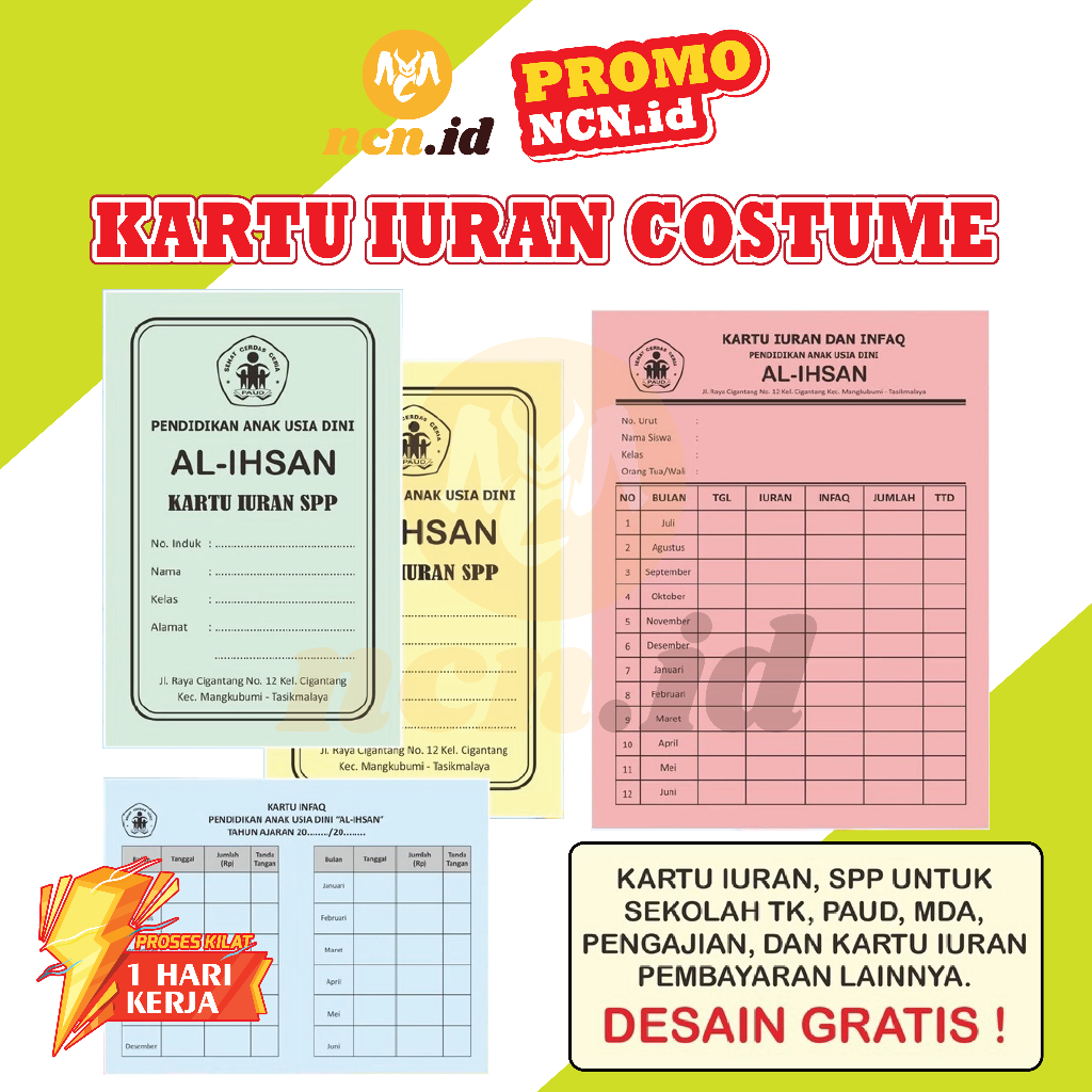 

NCN.ID Kartu Iuran SPP Infaq Angsuran Arisan PAUD TK SD SMP SMK KAMPUS