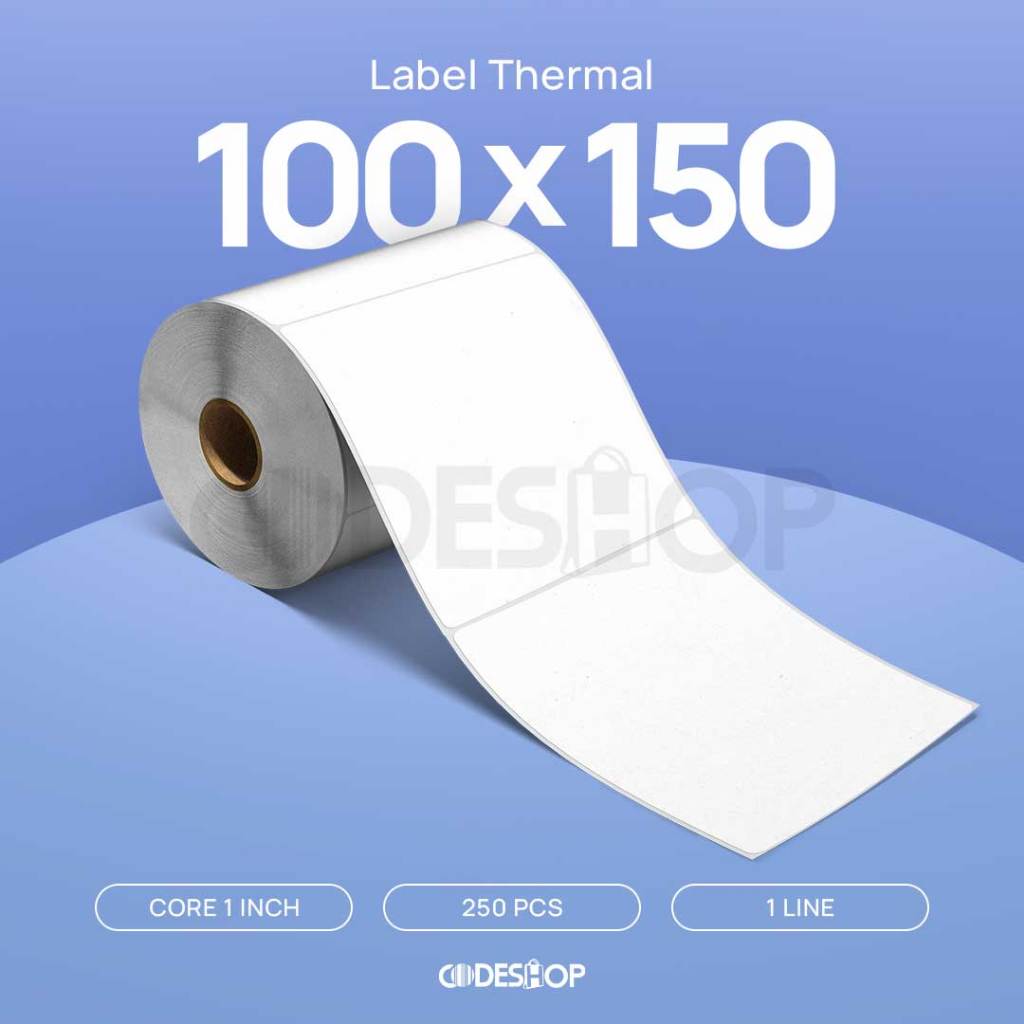 

Stiker Label Thermal 100x150 mm A6 Resi Codeshop Premium 1 Line Core 1 Inch Isi 250 Pcs Printer Termal