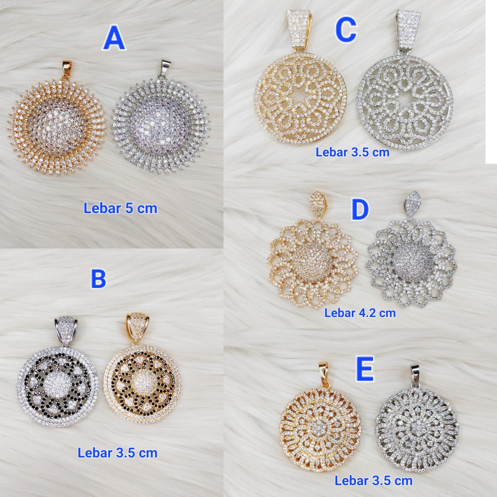 Bandulan kalung jumbo full mata LT013 Bandul Perempuan liontin besar gold silver mata hitam mewah ba