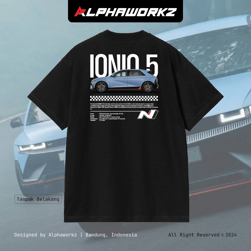 ALPHAWORKZ Kaos Mobil Hyundai IONIQ 5 N T-SHIRT - Kaos Baju Mobil Tshirt Katun Premium