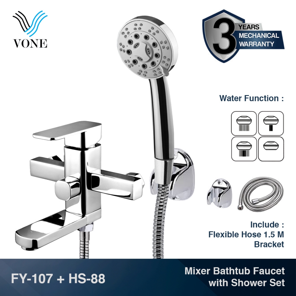 VONE FY-107 + HS-88 Set Keran Kran Mixer Bathtub Shower Panas Dingin