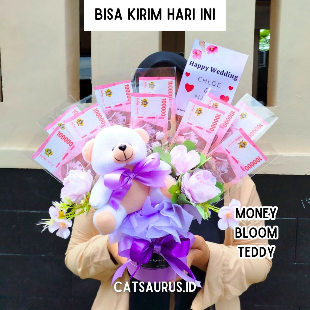 Bloom Box Buket Uang Kosongan Buket Uang isi sendiri Buket Uang Bloom Box Uang + Boneka