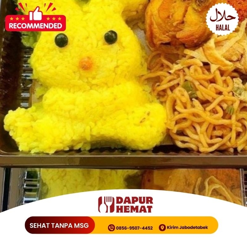 

Dapur Hemat - Nasi Bento Kids Kuning Karakter Enak Favorit Makanan/Lezat/Halal/Untuk Acara Sederhana