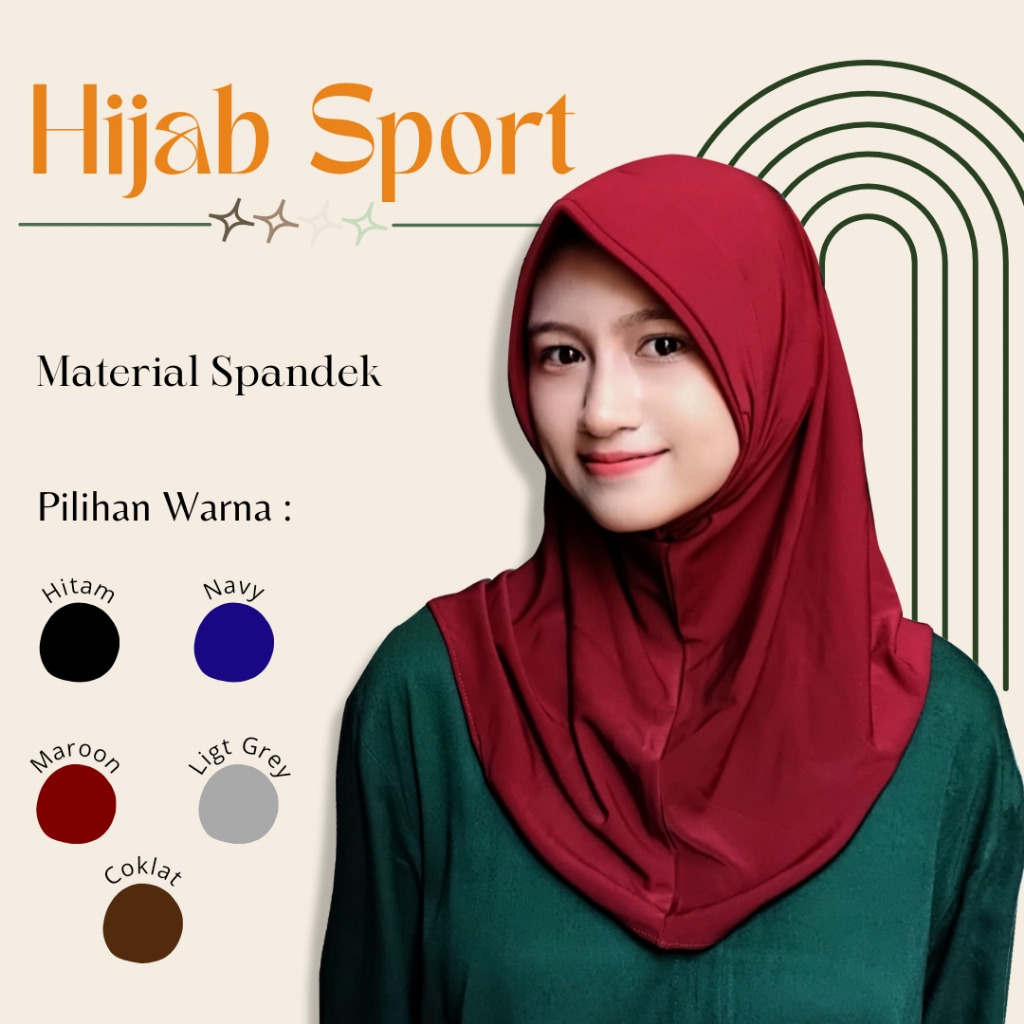 Kerudung Olahraga HIjab Pad Instan Polos Jilbab Voli Sport Badminton Hijab olahraga Sport Hijab Pat 