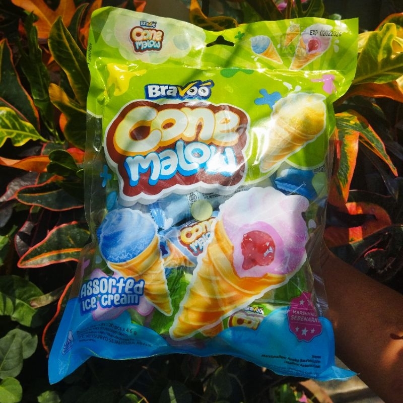 

BRAVOO CONE MALOW Eksplorasi Rasa Marshmallow Bentuk Ice Cream 20pcs x 4.6 g