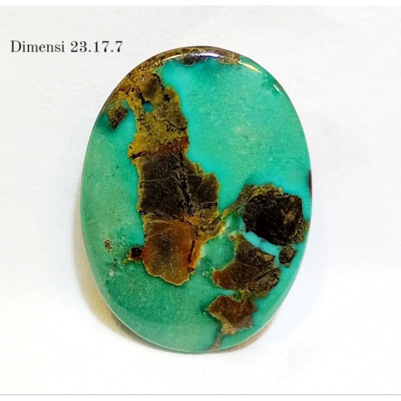 Batu Pirus Persia Original Hijau Daun Motif Lawasan