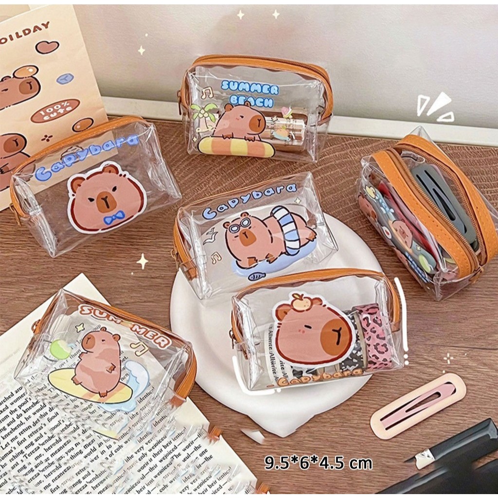 Dompet Koin Lucu Karakter Capybara Transparan / Dompet Mini Karakater Transparan Lucu Capybara