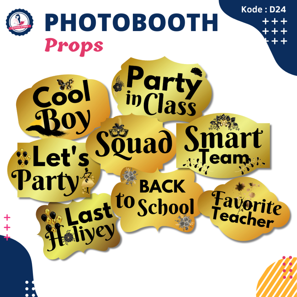 (ISI 8) Photobooth Farewell / Photobooth props wedding / Aksesoris photobooth gold farewell weddng p
