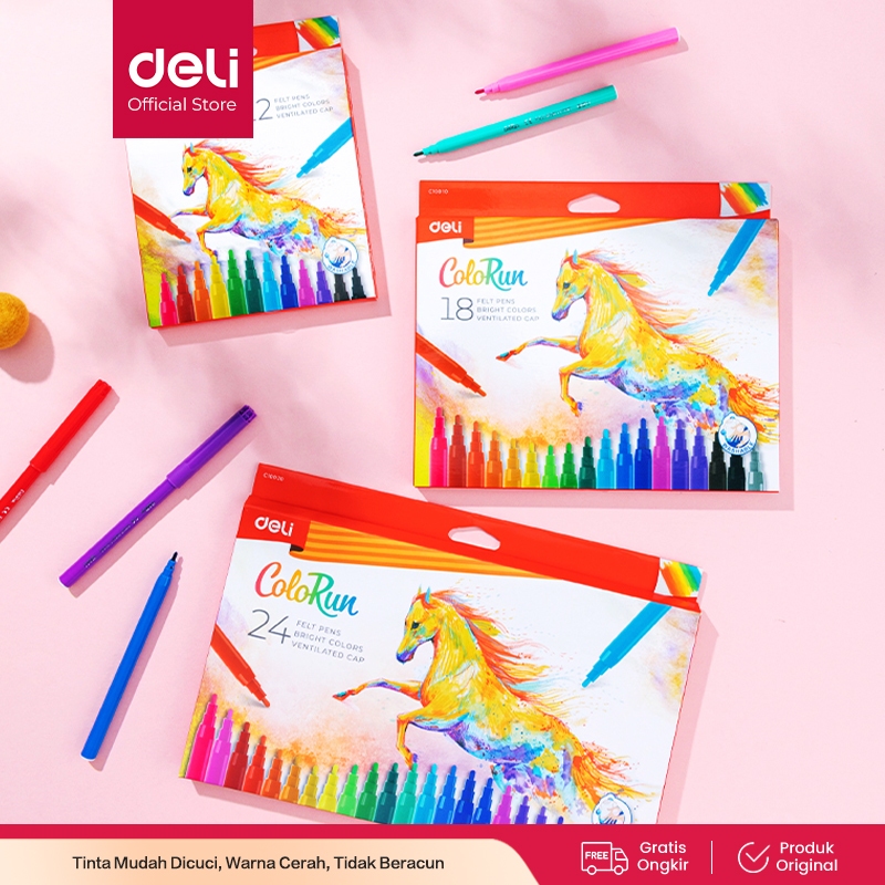 

Deli Spidol 12/18/24 Warna Tidak beracun Warna Cerah EC10020