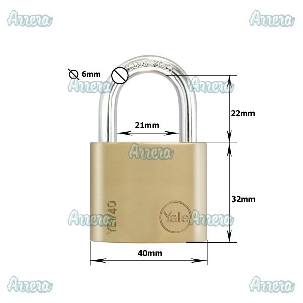 GEMBOK PADLOCK YALE YE1 40 122 Brass Padlock Essential Series