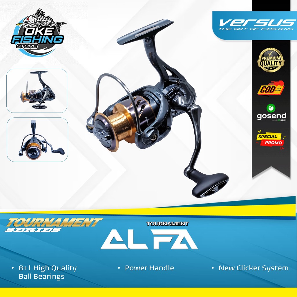 Reel Pancing Versus ALFA 9 Ball Bearing – Power Handle, Stainless Steel Rubber Knob, Mirror Paint, M