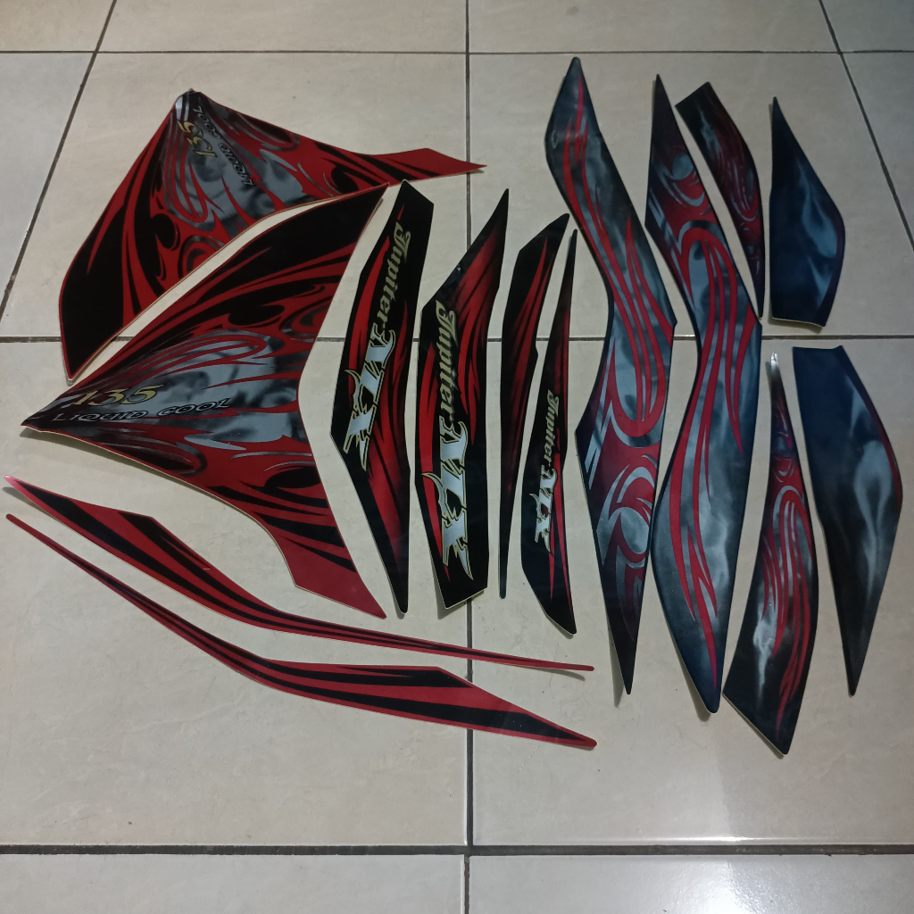 stiker striping yamaha jupiter mx new 135 2011 merah lis body standar berkualitas original
