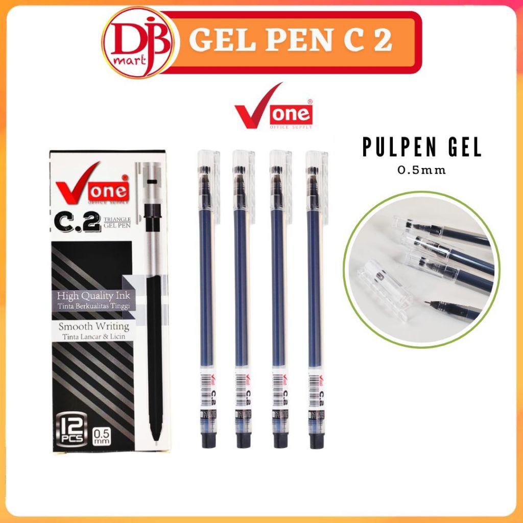 

DJB - 12 Pcs Pulpen Gel V One C 2 / Bulpen Pen V-One 0.5 mm Segitiga Tinta Hitam
