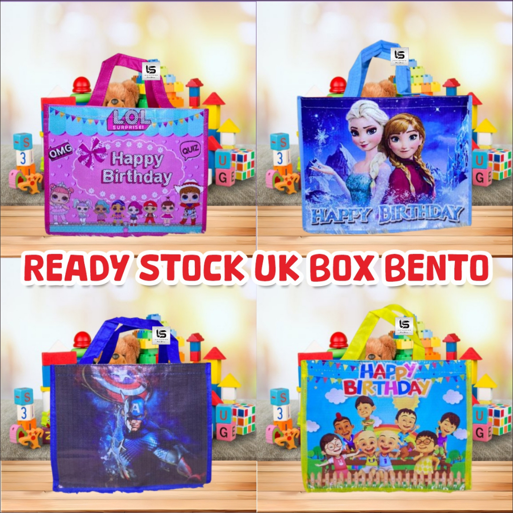 

TAS READY STOCK MUAT KOTAK BENTO/TAS ULTAH/TAS ULTAH BENTO/TAS ULTAH UK 25X20 ALAS 18/TAS ULANG TAHUN ANAK/TAS ULTAH LUCU/TAS ULTAH BENTO/BOX BENTO/KOTAK BENTO/GOODIE BAG MUAT BENTO/GOODIE BAG BENTO /MURAH/TAS ULTAH PROMO