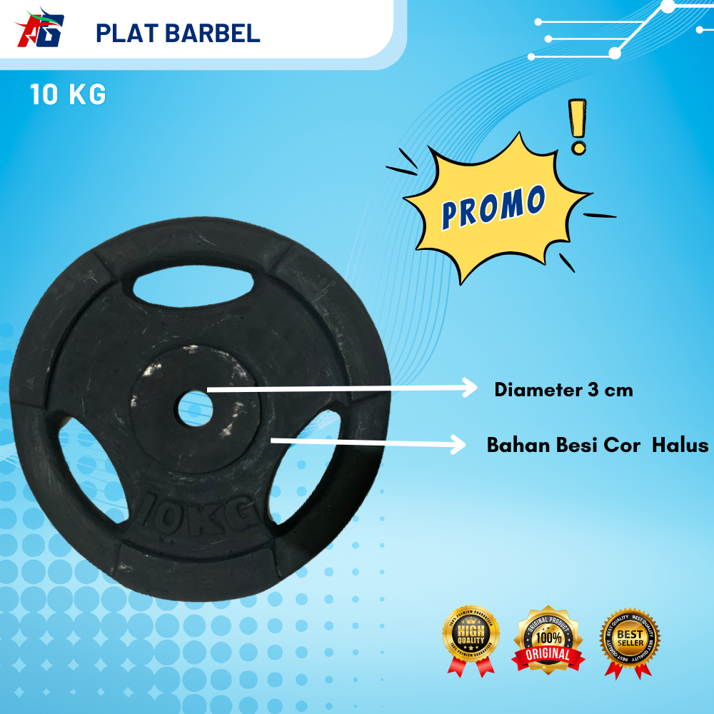 Plate Barbel Beban 10 Kg Alat Angkat beban Barbel Cor Besi Diameter 3 Cm